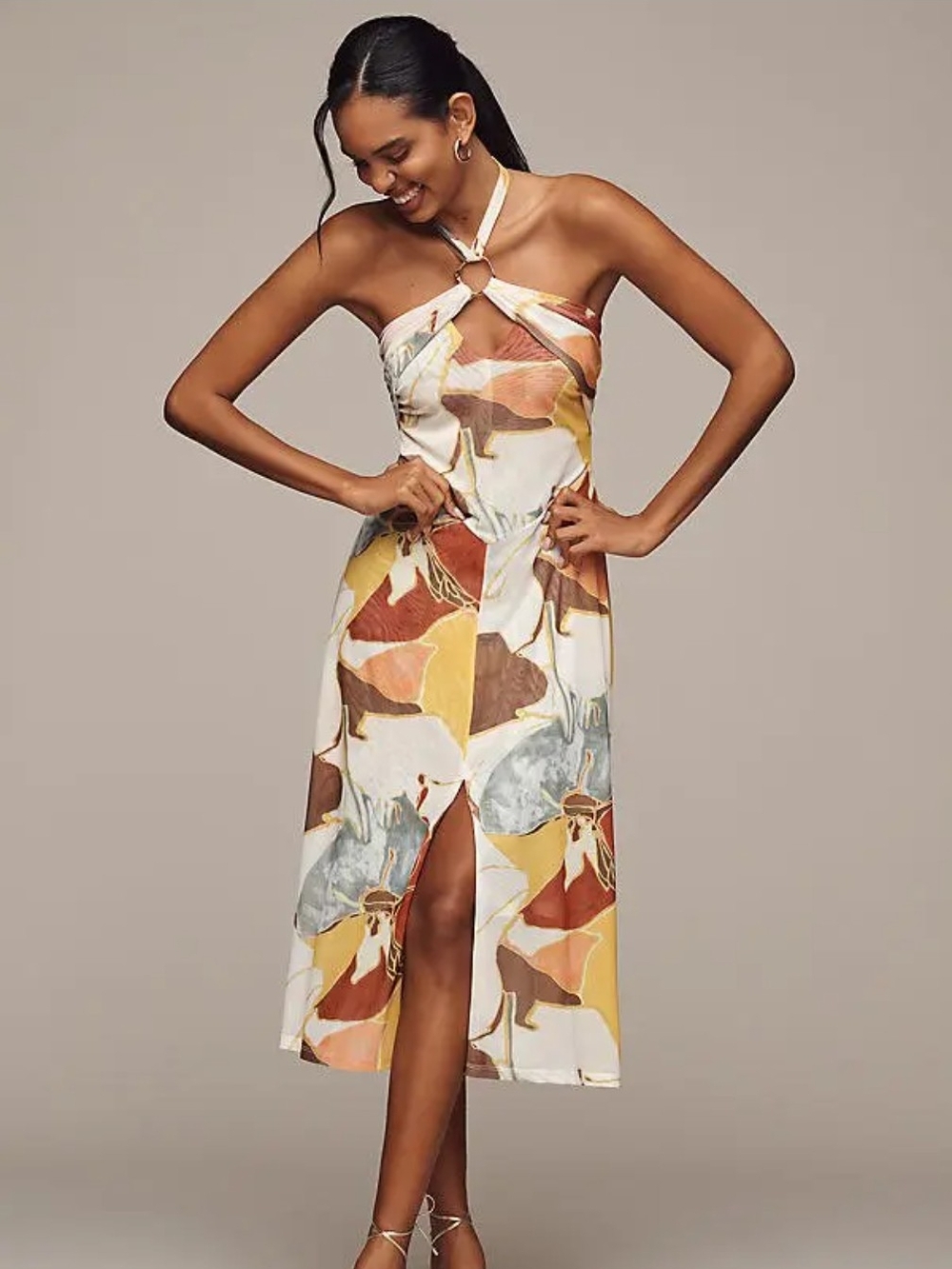 Sarah Hann Blythe Halter Mesh Midi Dress